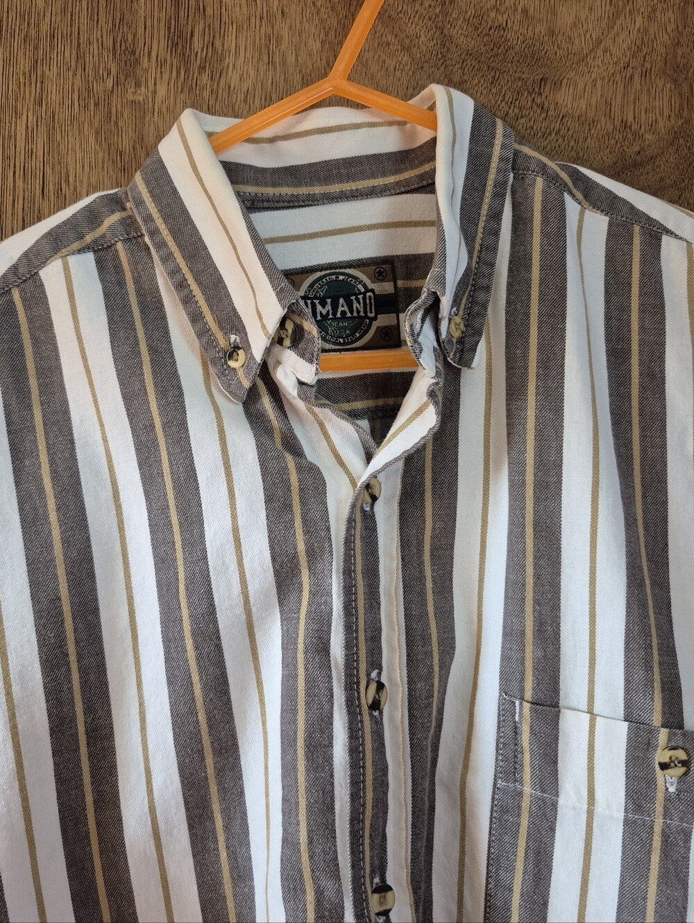 Men’s Button-Down Stripe Shirt in White & Gray